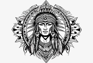 Arm band with Aquarius theme and native Comanche tribe symbols tattoo idea