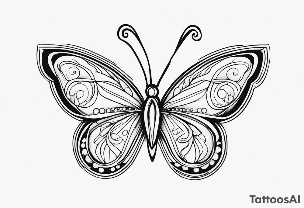 Create a Fine Line tattoo made out of three letter M’s and very pretty maybe a butterfly tattoo idea