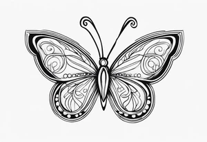 Create a Fine Line tattoo made out of three letter M’s and very pretty maybe a butterfly tattoo idea
