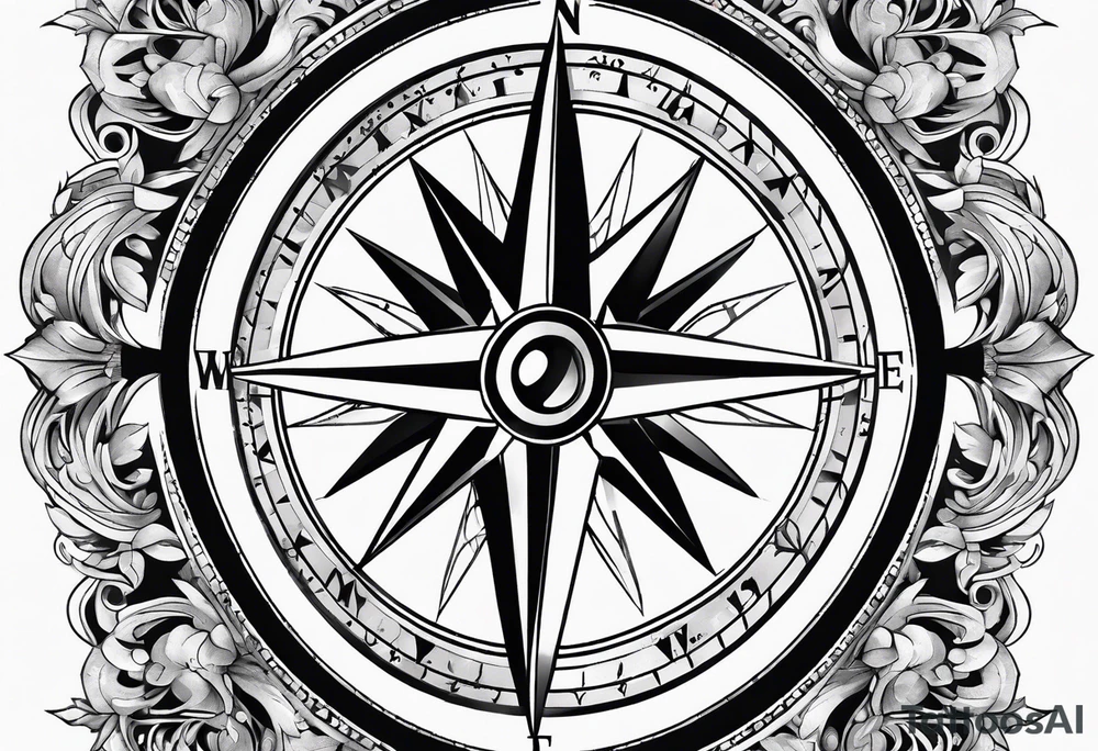 ancient compass tattoo idea