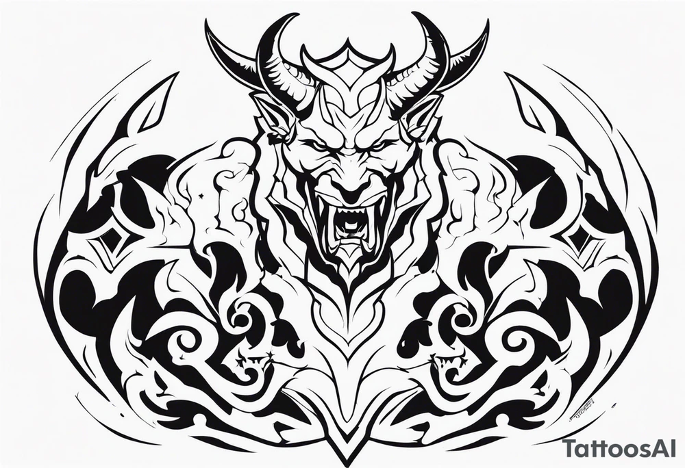 Devil with hell hounds tattoo idea