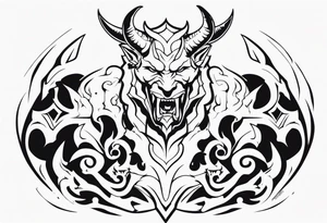 Devil with hell hounds tattoo idea