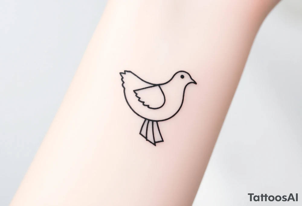 A minimalistic outline of a collared dove, with geometric lines forming its shape in muted gray and white, offering a clean and modern look tattoo idea