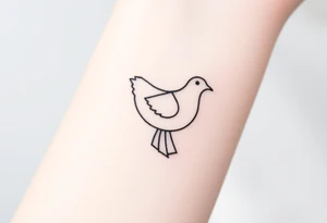 A minimalistic outline of a collared dove, with geometric lines forming its shape in muted gray and white, offering a clean and modern look tattoo idea