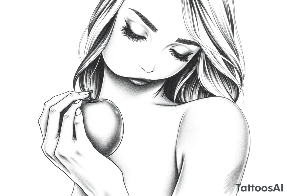 Beautiful  seductive woman eating an apple tattoo idea