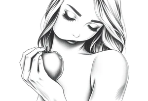 Beautiful  seductive woman eating an apple tattoo idea