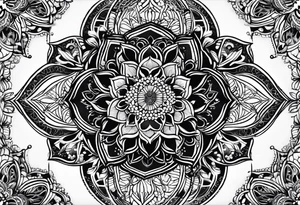 flower of life with henna pattern for sleeve tattoo idea