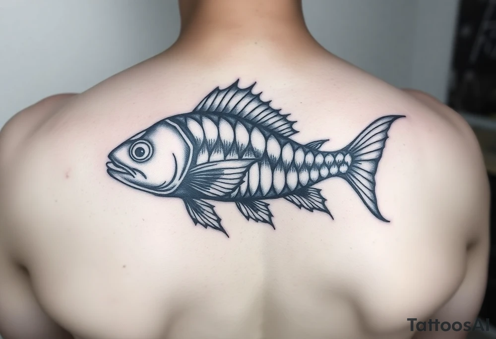 Evil black fish tattoo idea