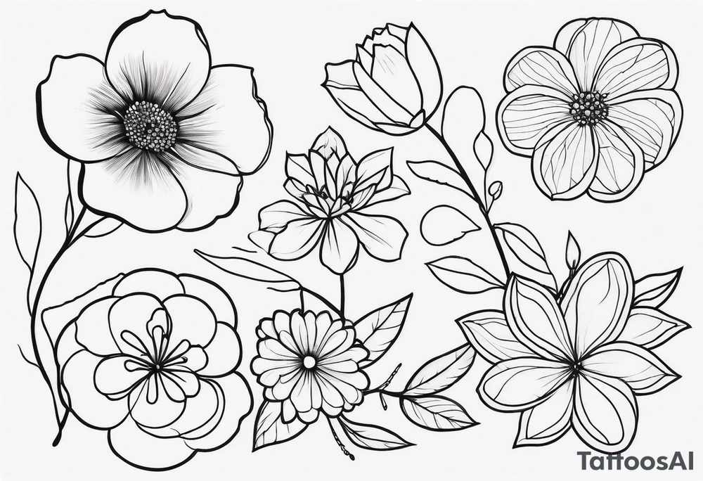 fine line, floral tattoo idea
