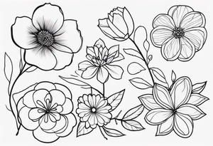 fine line, floral tattoo idea