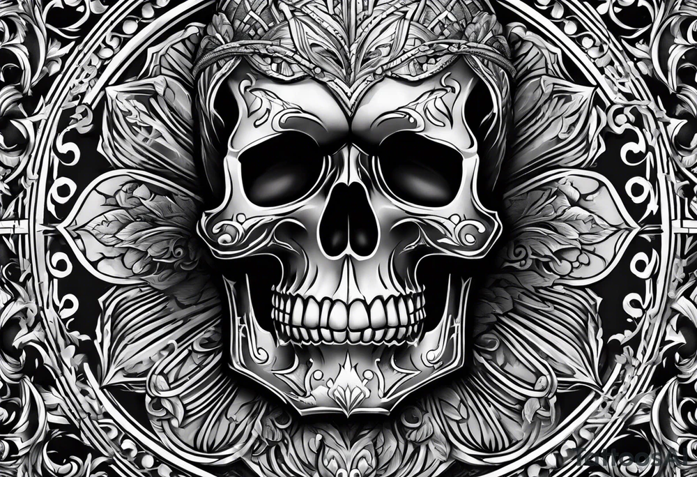 cross on top of a skull tattoo idea