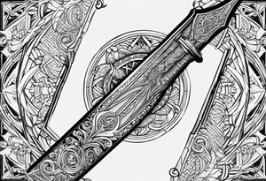 Sword with Libra scale as handle tattoo idea