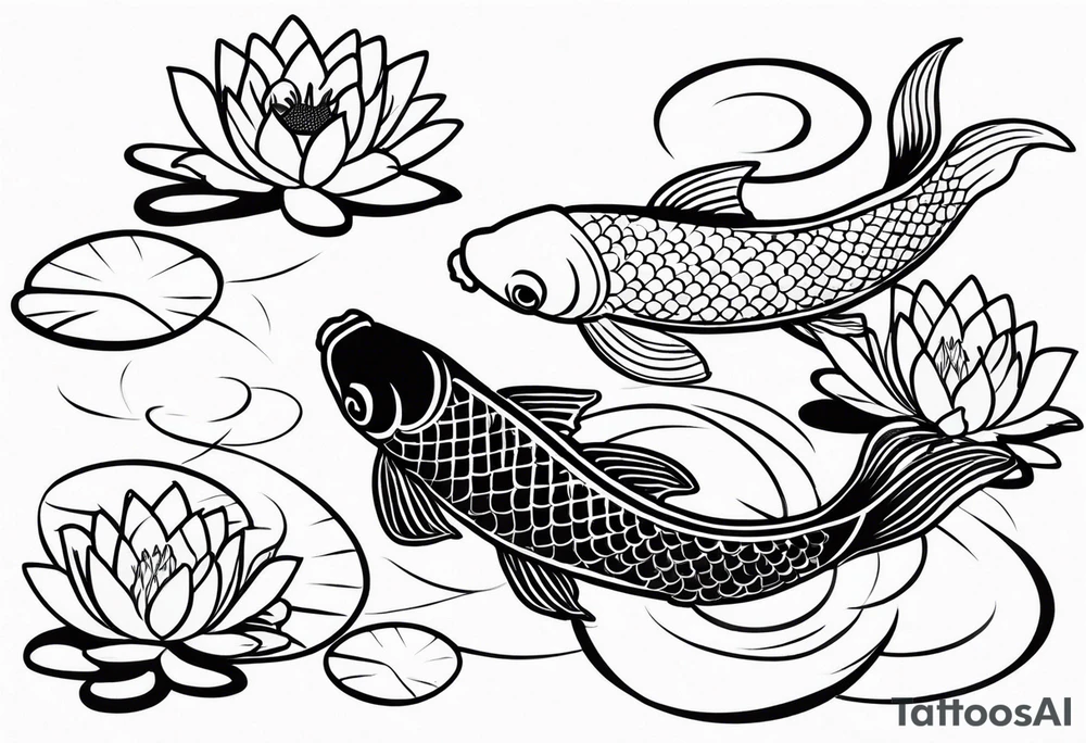 Koi fish and water lilies. tattoo idea