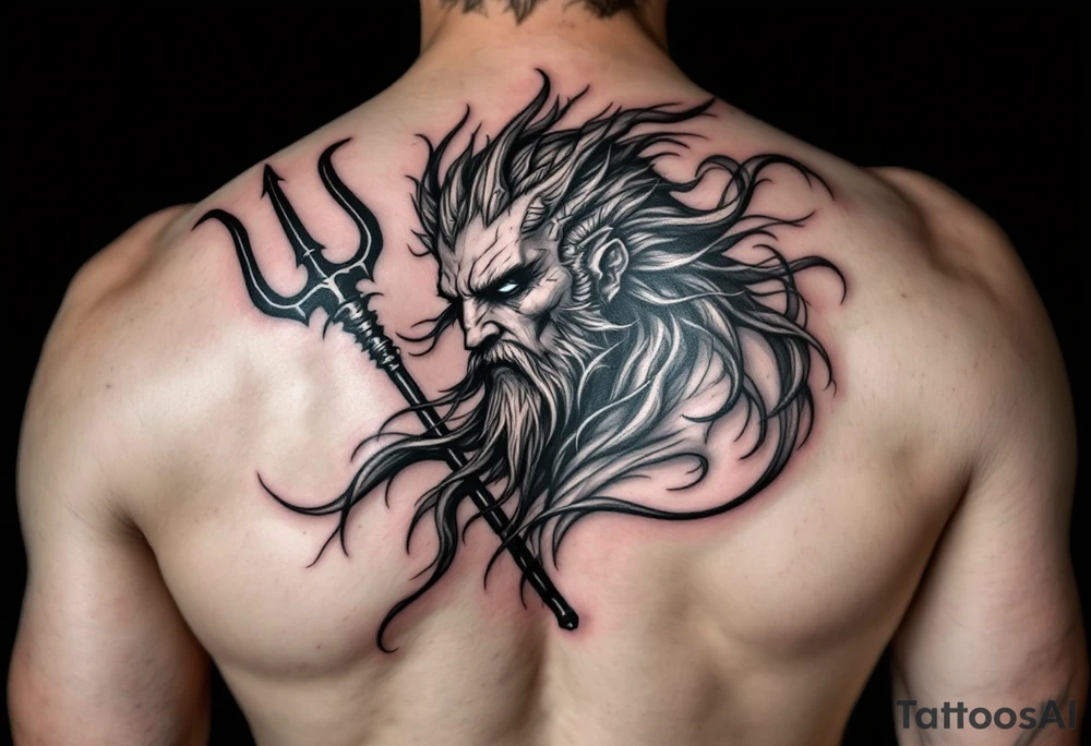 average shape poseidon, with trident tattoo idea