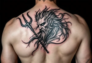 average shape poseidon, with trident tattoo idea