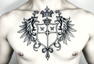 Powerful mideval Irish family crest for a full chest tattoo tattoo idea