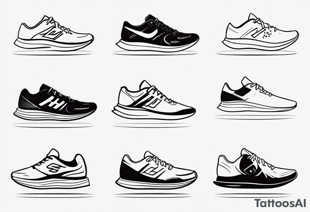 Create a running tattoo with the distances of 5k, 10k, 13.1, 26.2 tattoo idea