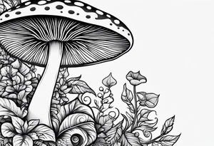 vines wrapped around a mushroom tattoo idea