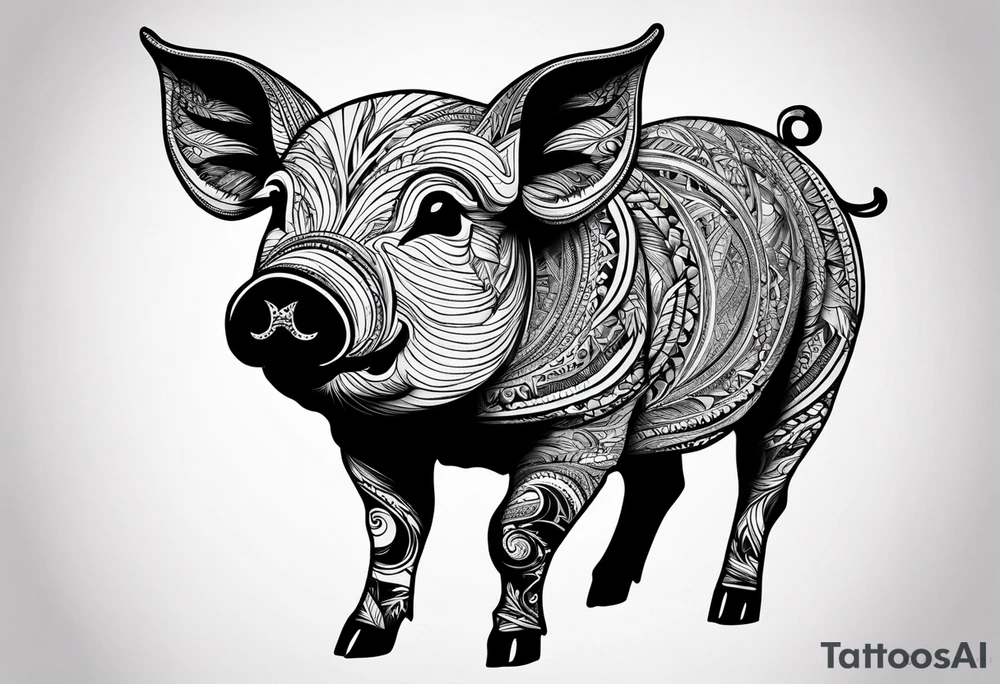 minimalist tattoo of a cute pig or piglet that contains text: "friends. not food" 

only very thin lines. no shading. black and white only tattoo idea