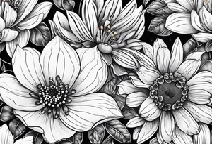 flower on ear with lady bugs on the flower tattoo idea