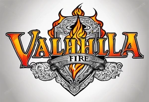 Valhalla on  fire shield sword tattoo idea
