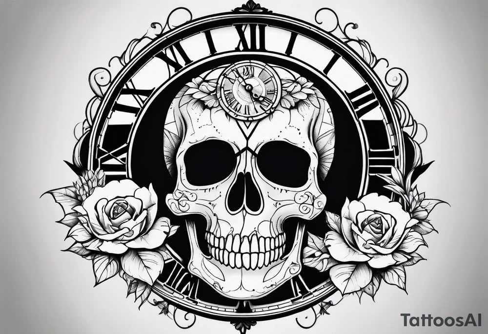 Grateful dead skull clock tattoo idea