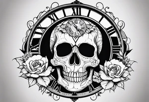 Grateful dead skull clock tattoo idea
