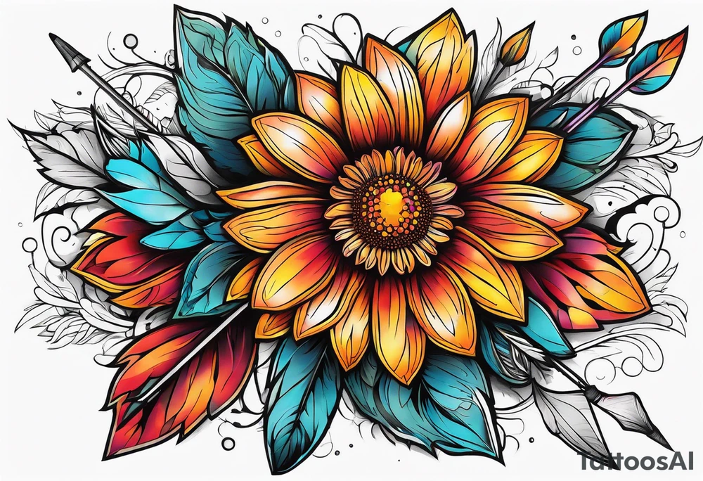 Indian blanket flower arrows tattoo idea