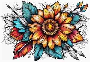 Indian blanket flower arrows tattoo idea