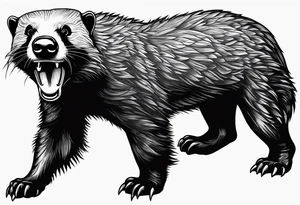 Muscular old honey badger lifting weights tattoo idea
