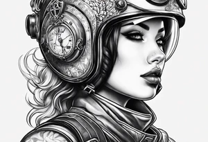 Female with diver helmet on tattoo idea