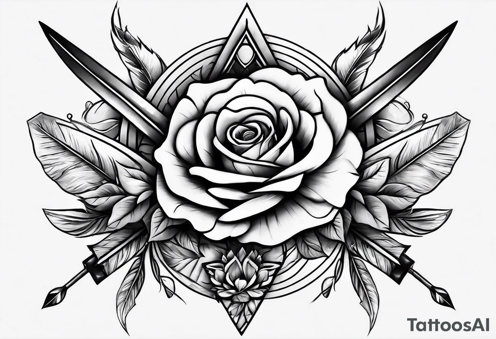 five Indian arrows going through a single rose on a forearm tattoo idea five Indian arrows going through a single rose on a forearm tattoo idea