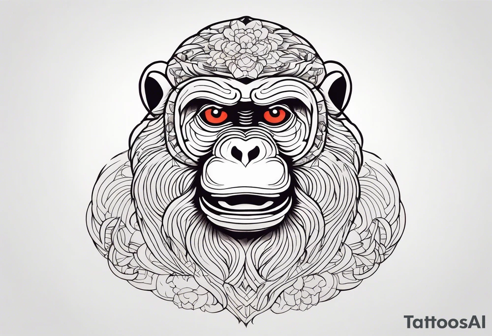 traditional japanese art monkey tattoo idea