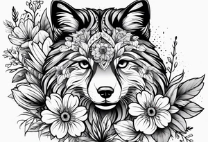 paw print and wild flowers tattoo idea
