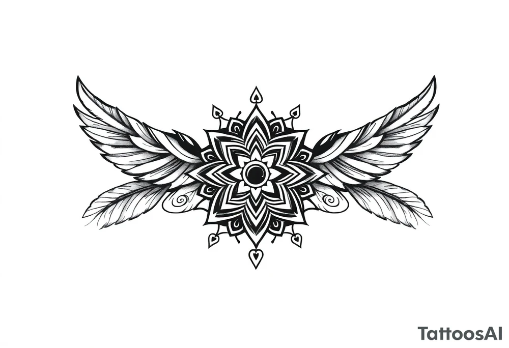 spiritual feathers indian mandala shaman rune tattoo idea