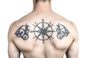 detailed compass including directions tattoo idea