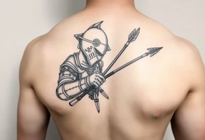 chest japan theme knight with bow and arrow tattoo idea