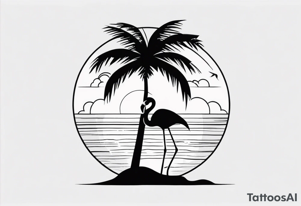 palm tree with a flamingo tattoo idea