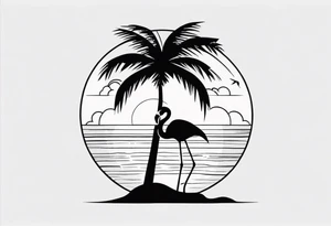 palm tree with a flamingo tattoo idea