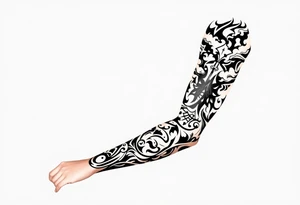right arm sleeve, storm clouds and lightning mixed throughout, tattoo idea