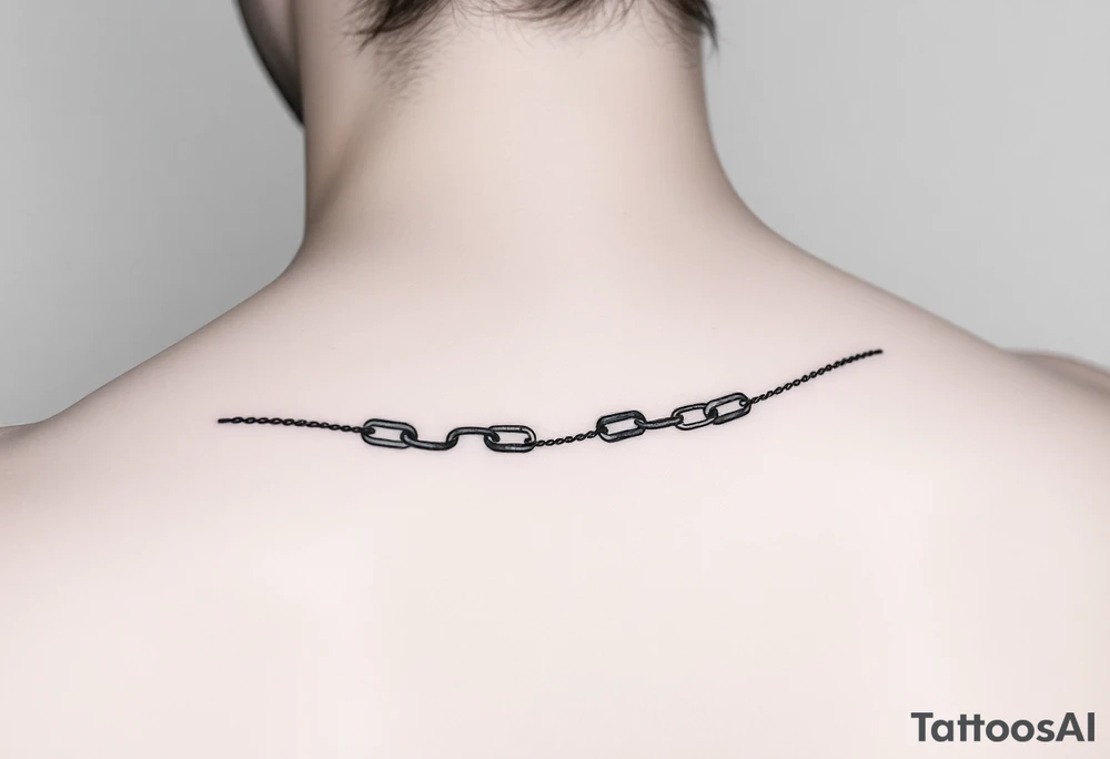 Feminine, dainty, thin lines of an unbroken chain mixed with a nautical theme tattoo idea