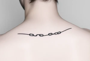 Feminine, dainty, thin lines of an unbroken chain mixed with a nautical theme tattoo idea