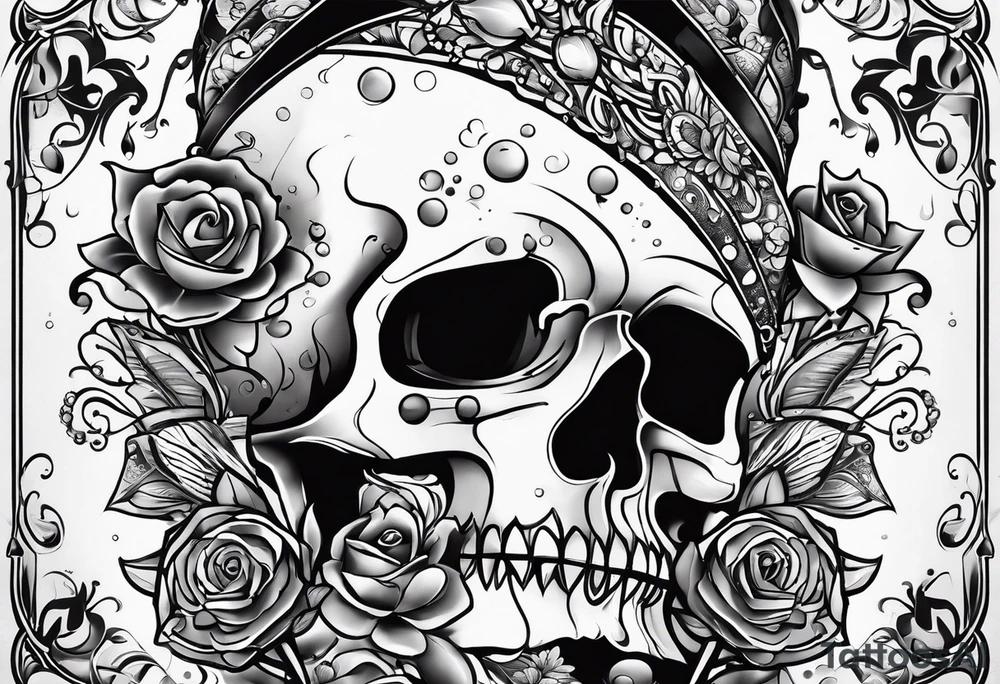 polka trash style tattoo that depicts hope and has lettering that says fuck cancer tattoo idea