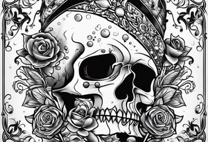 polka trash style tattoo that depicts hope and has lettering that says fuck cancer tattoo idea