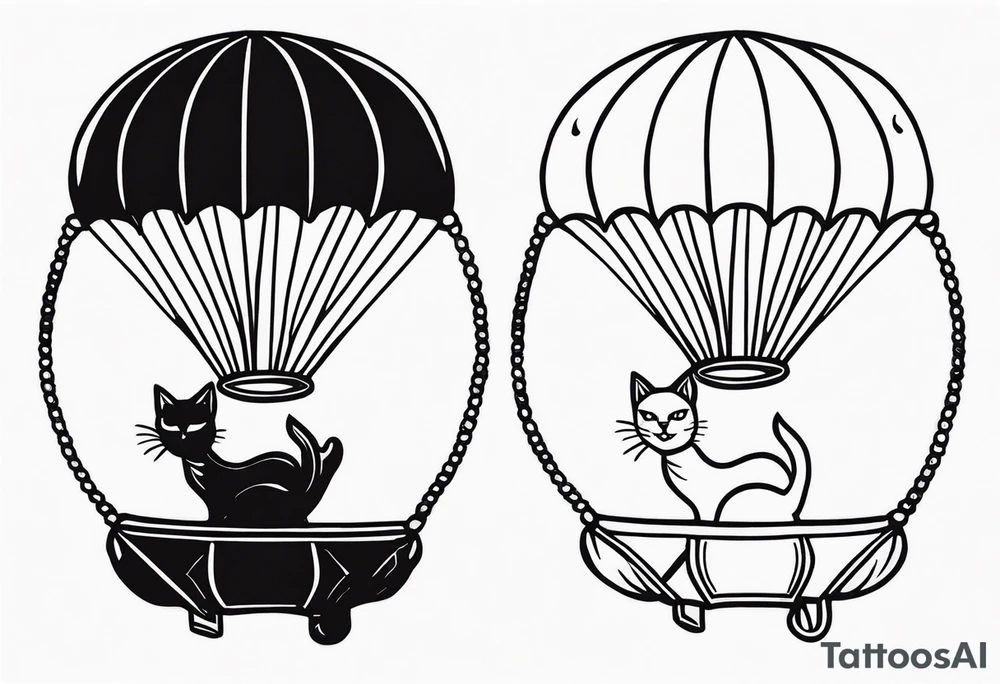 parachuting cat tattoo idea