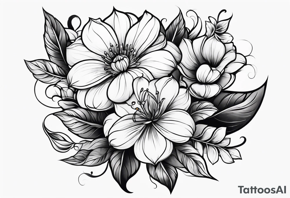 Neotraditional flowers tattoo idea