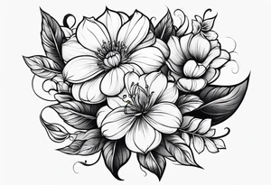 Neotraditional flowers tattoo idea