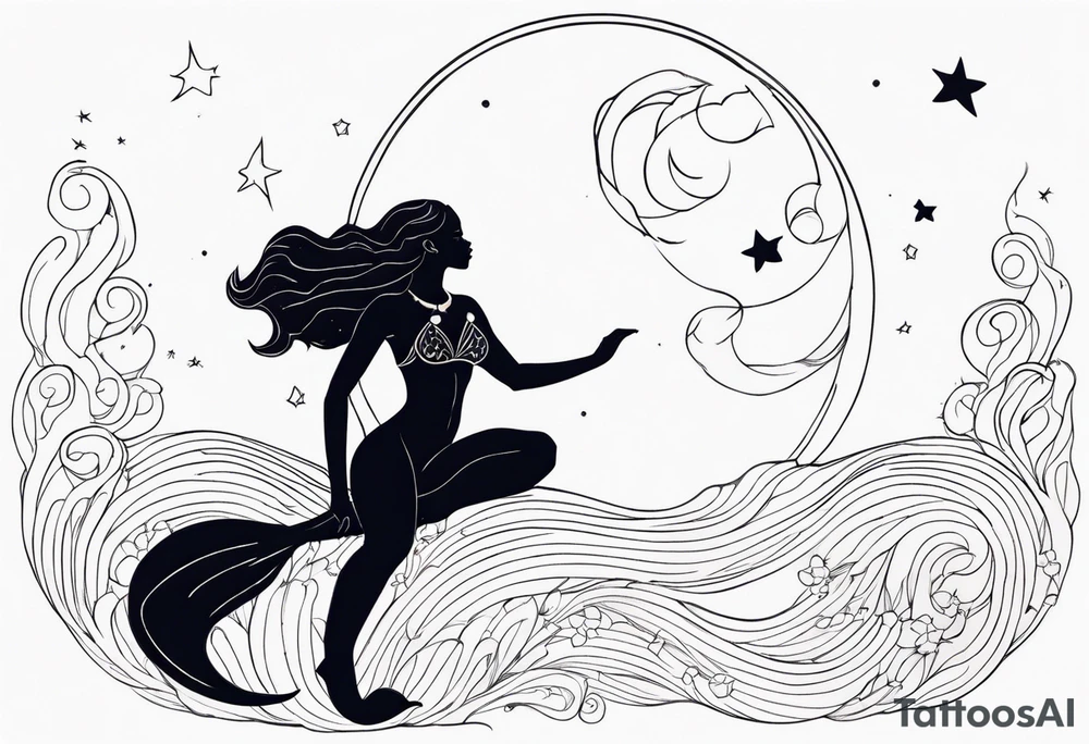 mermaid and black panther reaching for the moon tattoo idea mermaid and black panther reaching for the moon tattoo idea