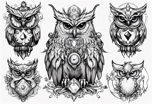 The Demon Owl Stolas, a Prince of Hell who is obsessed with gems, knowledge of astrology and poisonous plants. tattoo idea