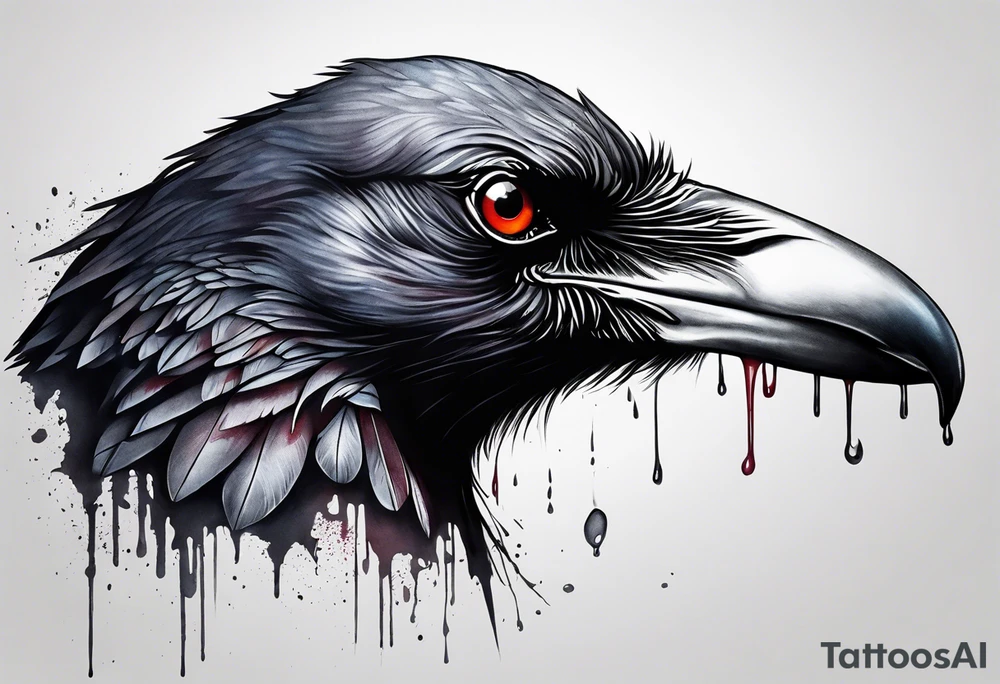 crow bleeding from eyes tattoo idea